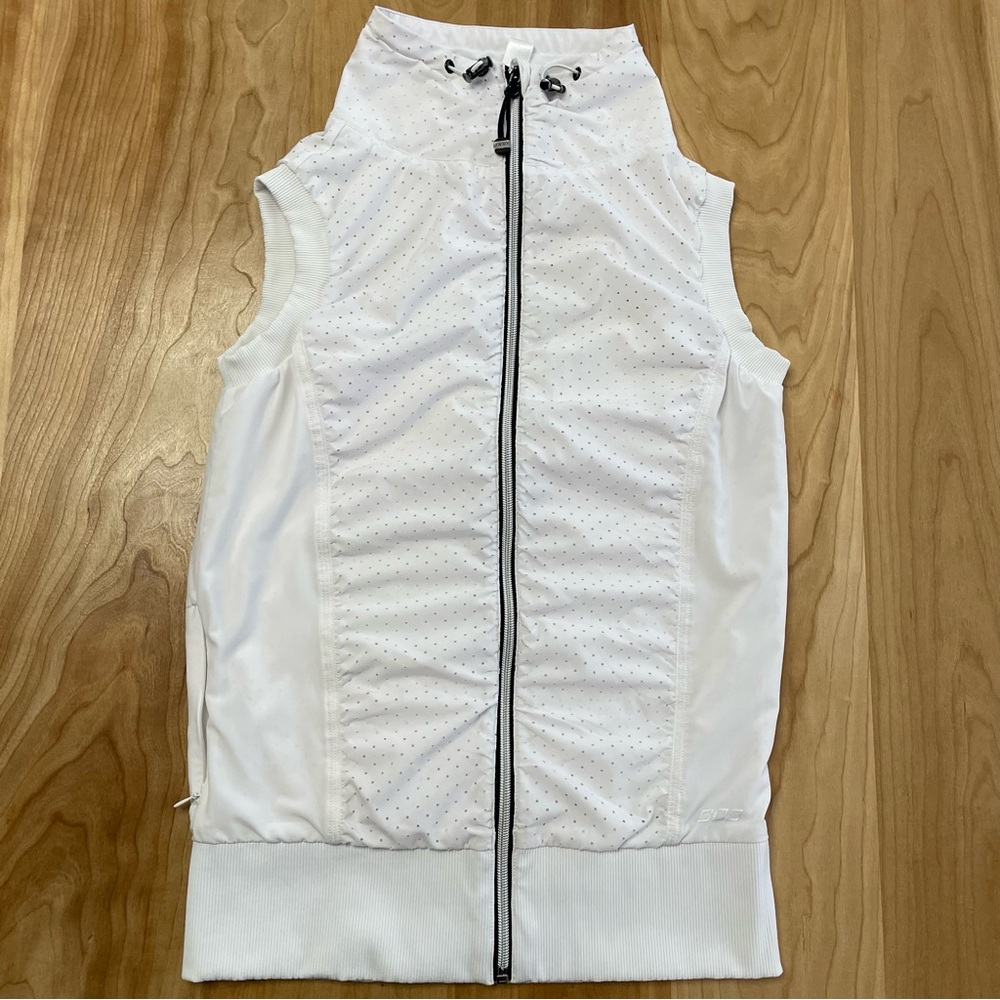 Lorna Jane Active Perforated White Vest Silver Zip Up Size XS Athleisure